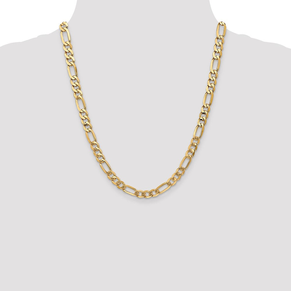 14K 7mm Flat Figaro with Lobster Clasp Chain