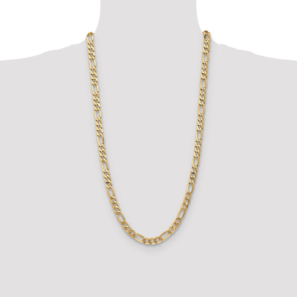 14K 7mm Flat Figaro with Lobster Clasp Chain