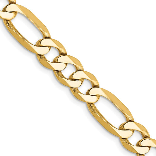14K 7mm Flat Figaro with Lobster Clasp Chain