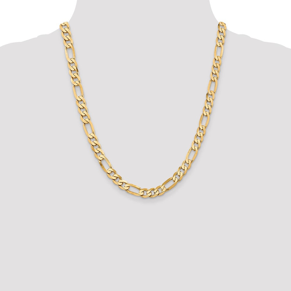 14K 7.5mm Flat Figaro with Lobster Clasp Chain