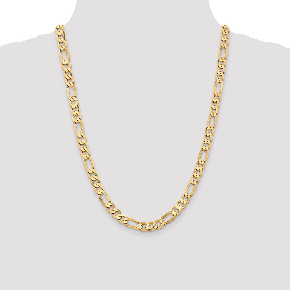 14K 7.5mm Flat Figaro with Lobster Clasp Chain