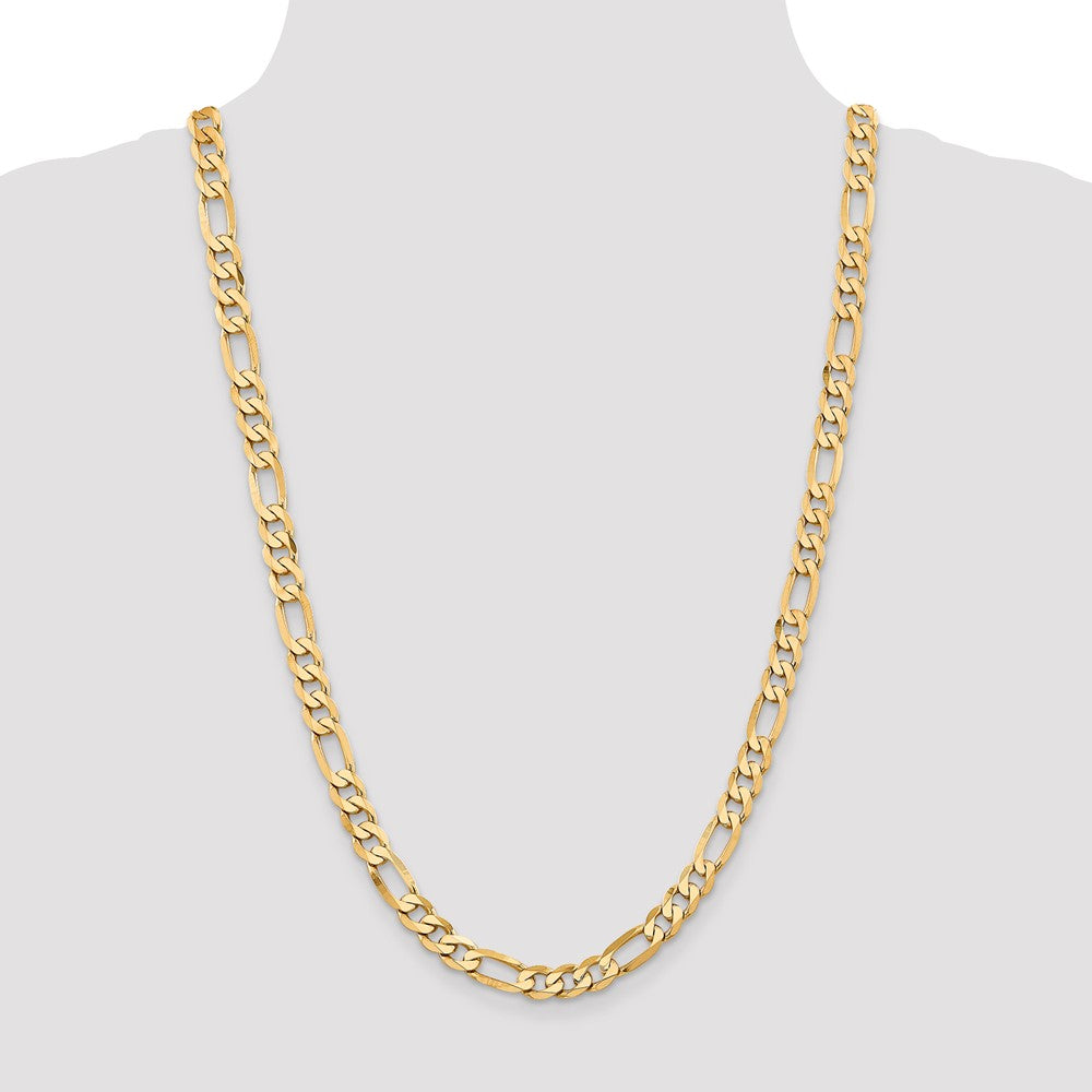 14K 7.5mm Flat Figaro with Lobster Clasp Chain