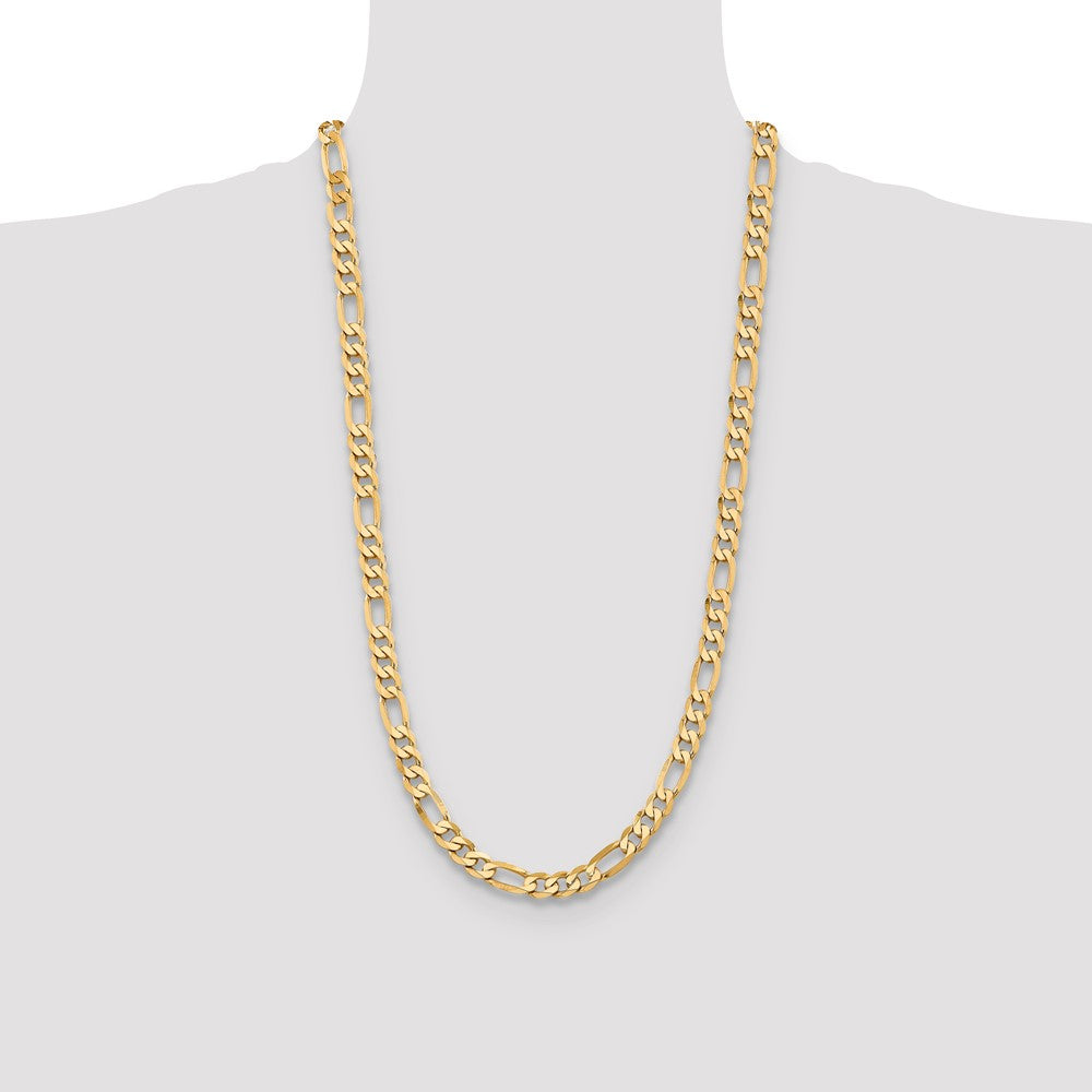 14K 7.5mm Flat Figaro with Lobster Clasp Chain