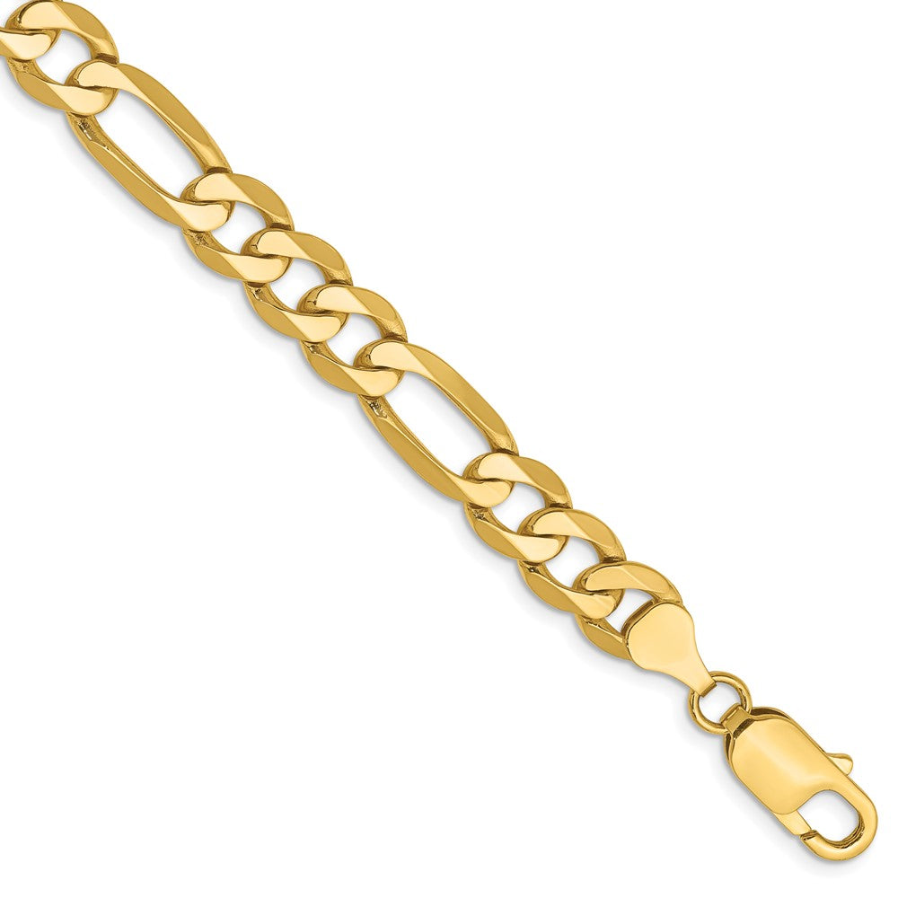 14K 7.5mm Flat Figaro with Lobster Clasp Chain