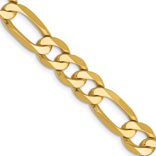14K 7.5mm Flat Figaro with Lobster Clasp Chain