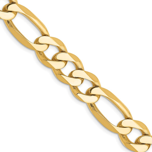 14K 10mm Flat Figaro with Lobster Clasp Chain
