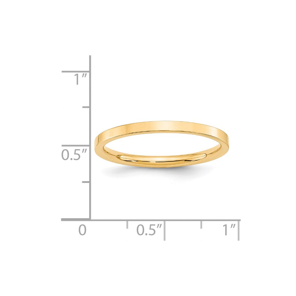 14k Yellow Gold 2mm Standard Weight Flat Comfort Fit Wedding Band