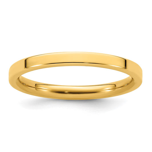 14k Yellow Gold 2mm Standard Weight Flat Comfort Fit Wedding Band 