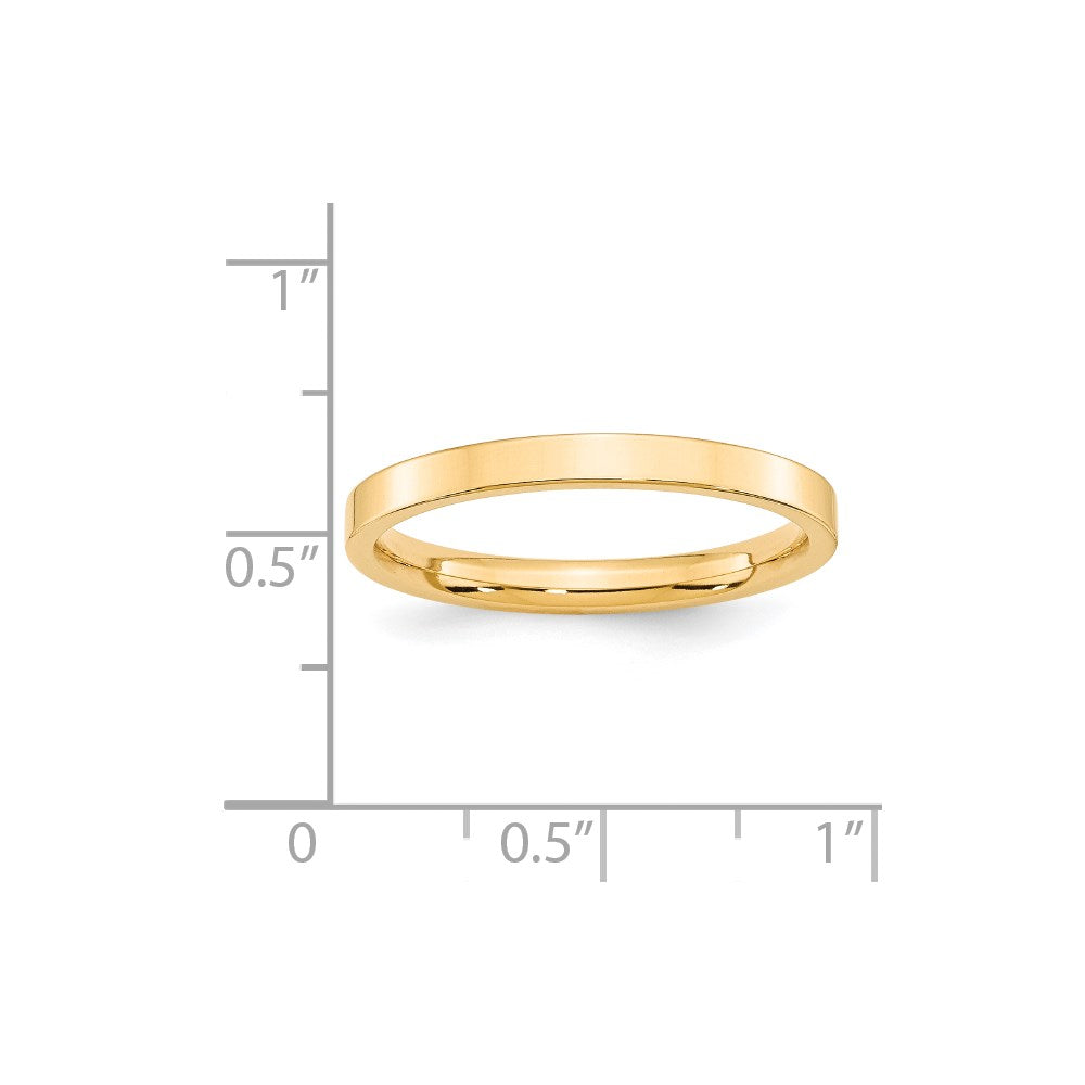 14k Yellow Gold 2.5mm Standard Weight Flat Comfort Fit Wedding Band