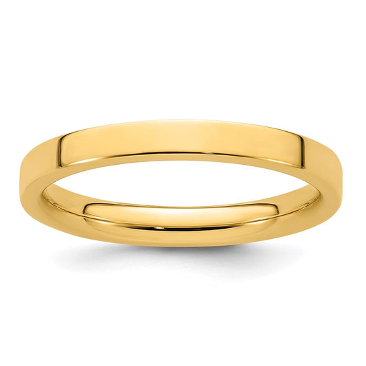 14k Yellow Gold 2.5mm Standard Weight Flat Comfort Fit Wedding Band 