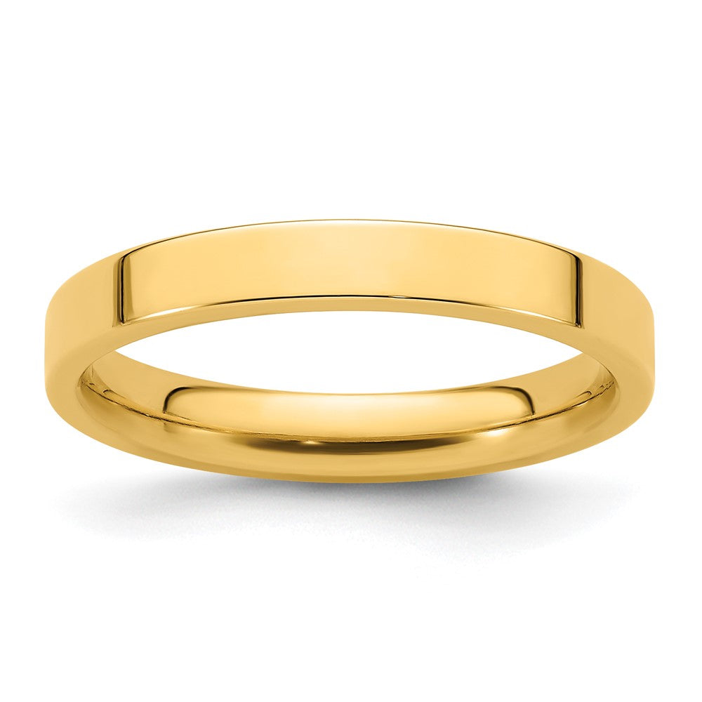 14k Yellow Gold 3mm Standard Weight Flat Comfort Fit Wedding Band 