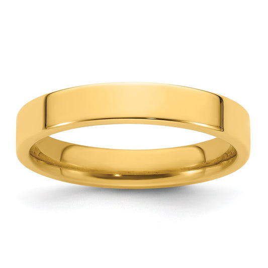 14k Yellow Gold 4mm Standard Weight Flat Comfort Fit Wedding Band 
