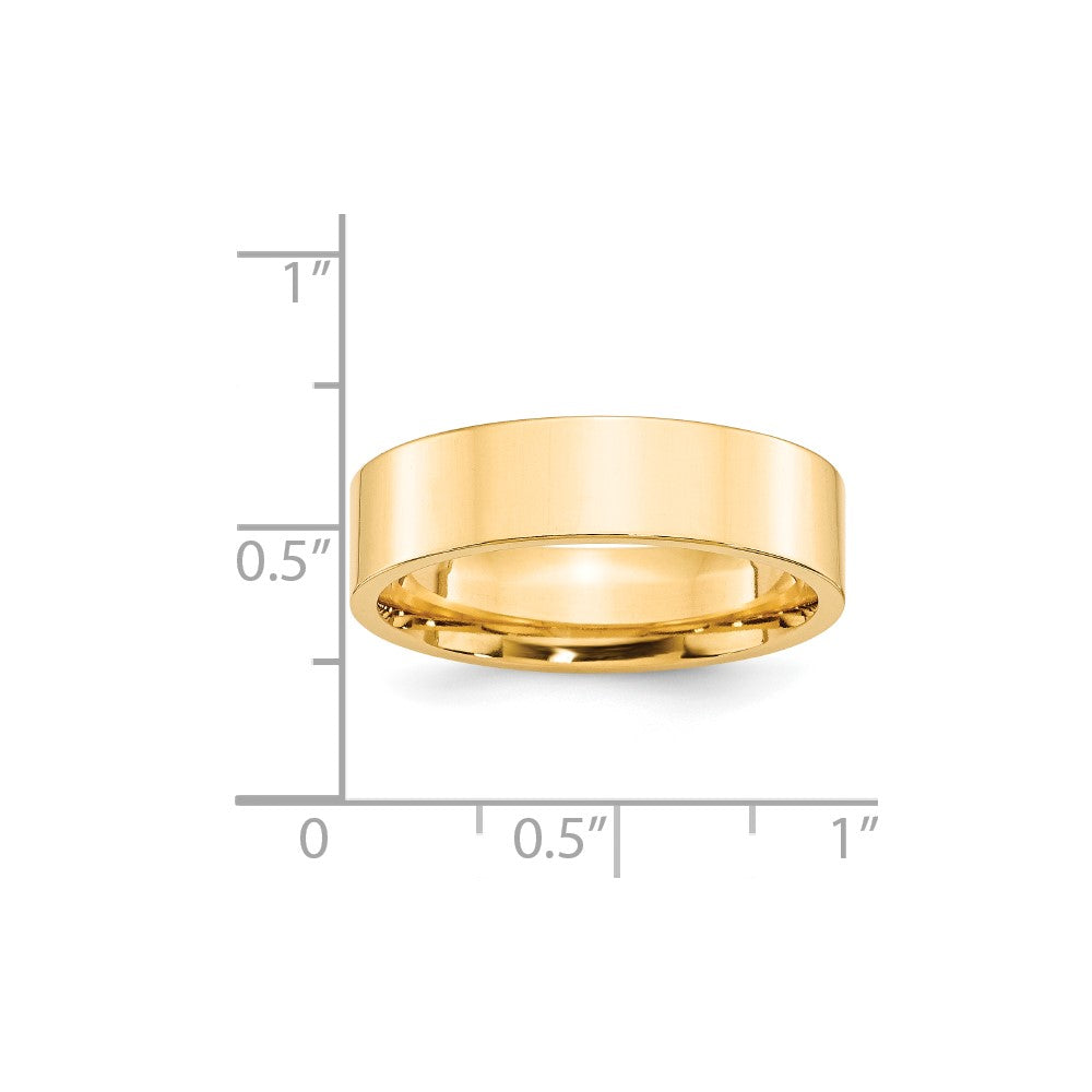 14k Yellow Gold 6mm Standard Weight Flat Comfort Fit Wedding Band