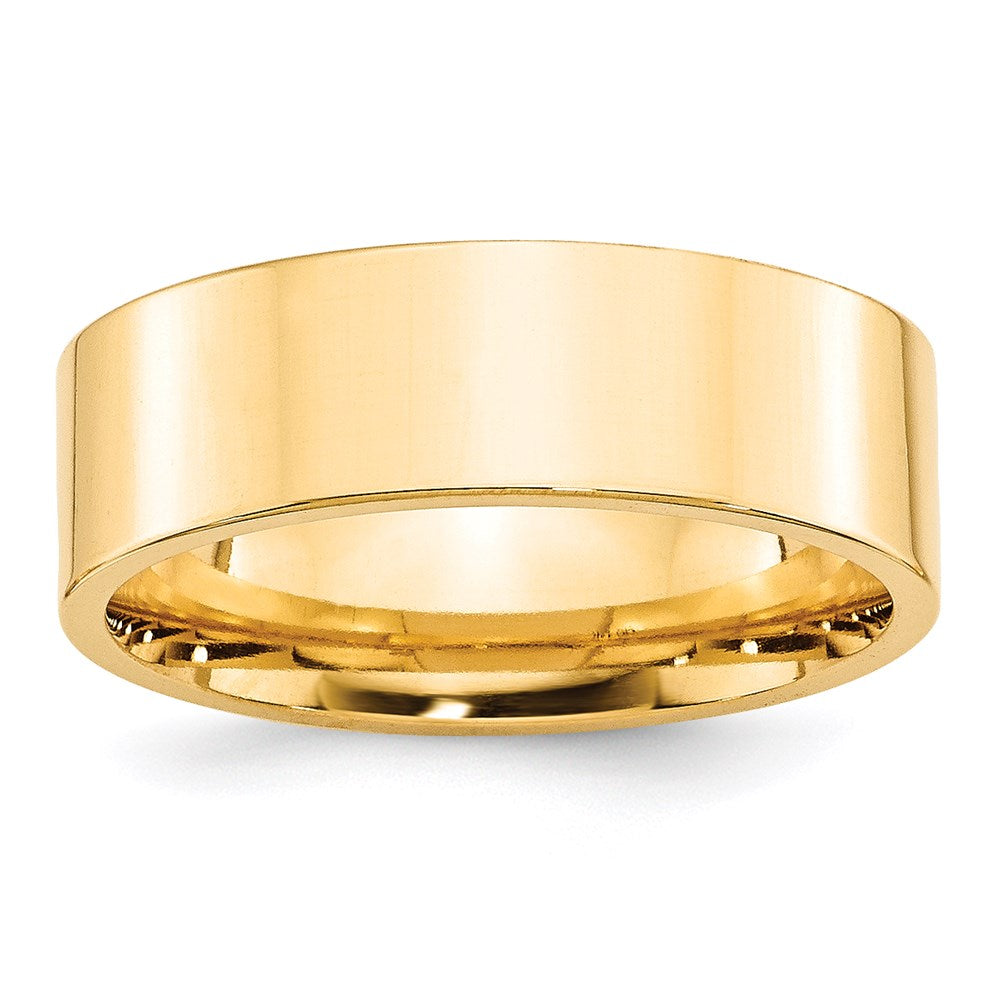 14k Yellow Gold 7mm Standard Weight Flat Comfort Fit Wedding Band 