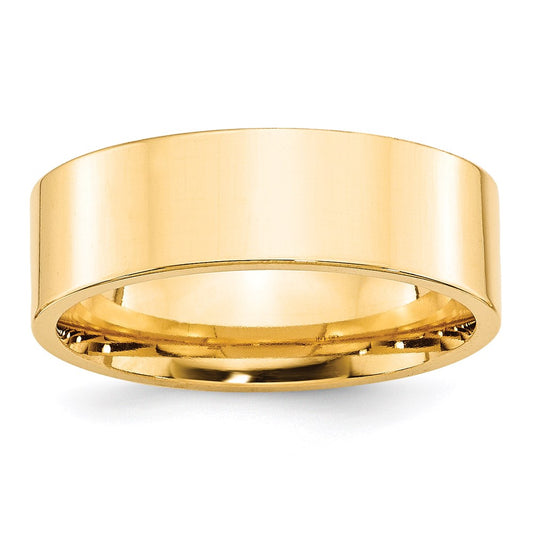 14k Yellow Gold 7mm Standard Weight Flat Comfort Fit Wedding Band 