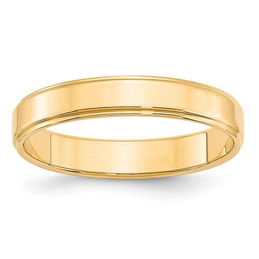 14k Yellow Gold 4mm Flat with Step Edge Wedding Band 