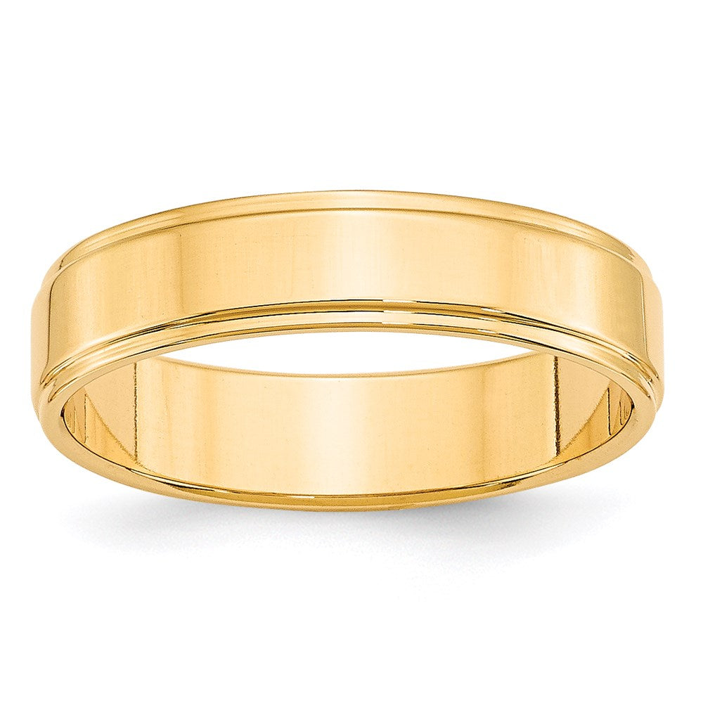 14k Yellow Gold 5mm Flat with Step Edge Wedding Band 