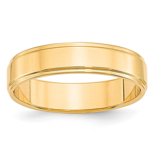 14k Yellow Gold 5mm Flat with Step Edge Wedding Band 