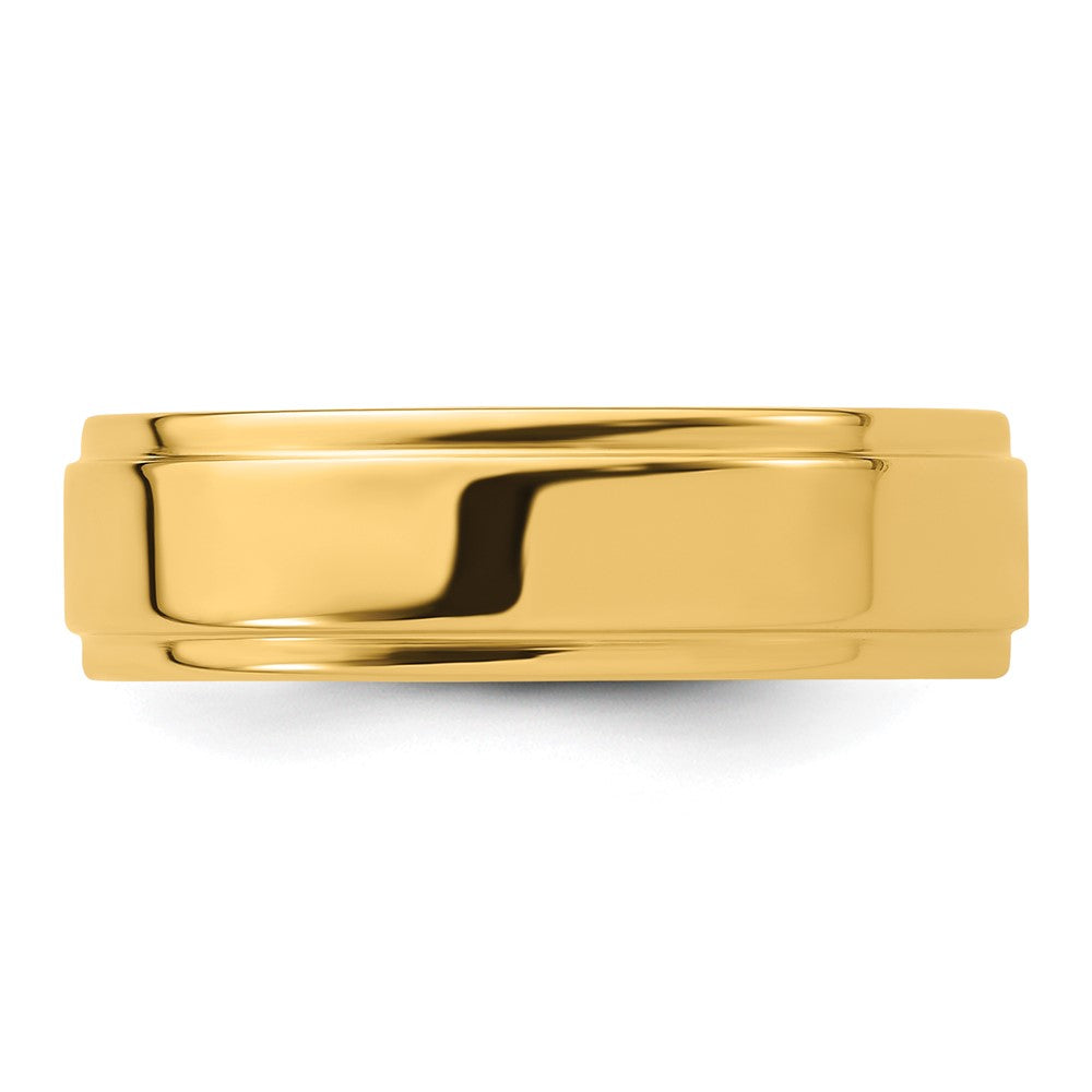 14k Yellow Gold 6mm Flat with Step Edge Wedding Band