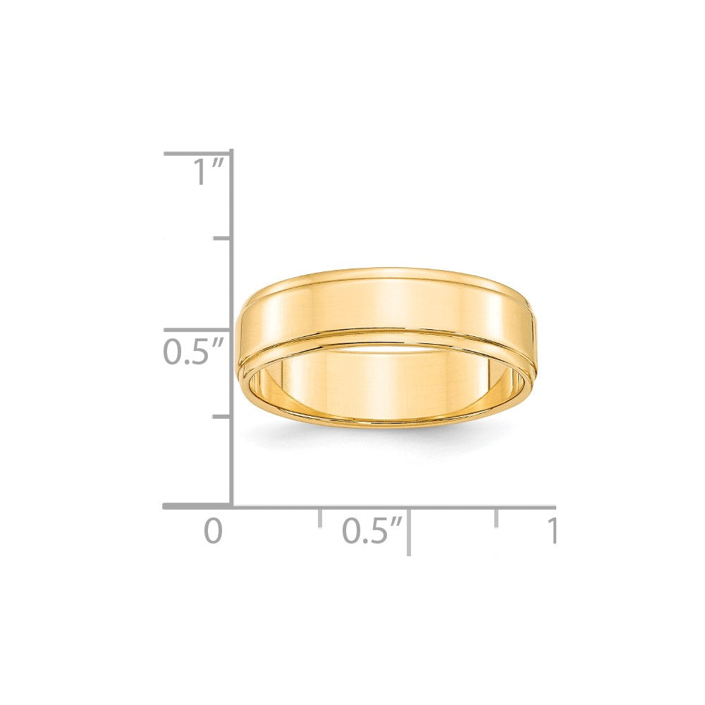 14k Yellow Gold 6mm Flat with Step Edge Wedding Band