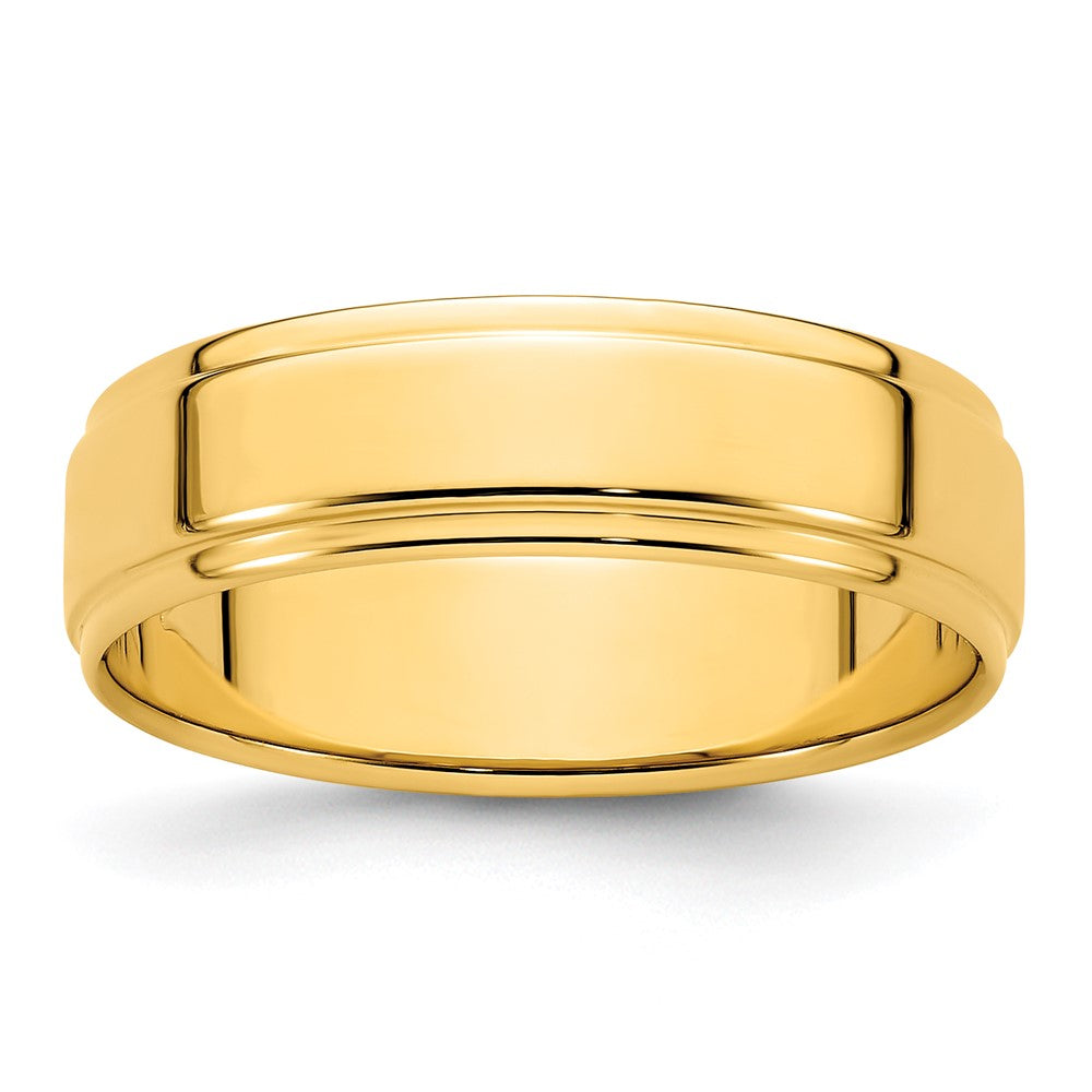 14k Yellow Gold 6mm Flat with Step Edge Wedding Band 