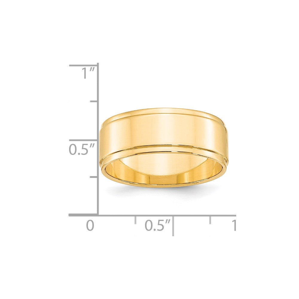 14k Yellow Gold 8mm Flat with Step Edge Wedding Band