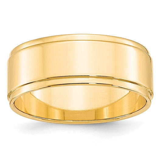14k Yellow Gold 8mm Flat with Step Edge Wedding Band 