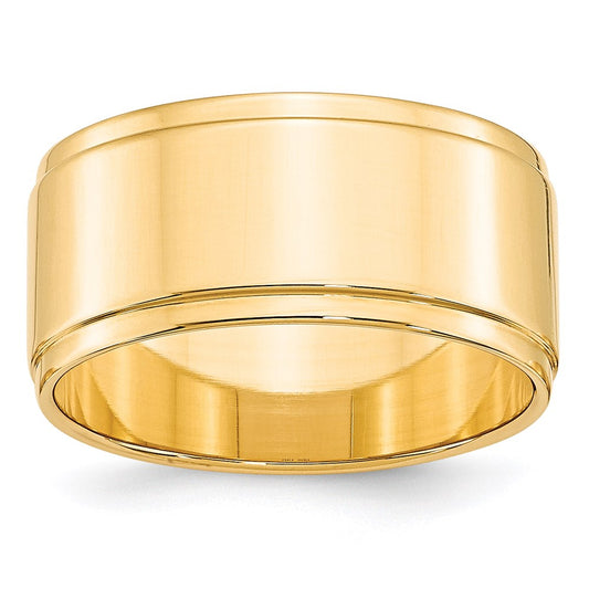 14k Yellow Gold 10mm Flat with Step Edge Wedding Band 