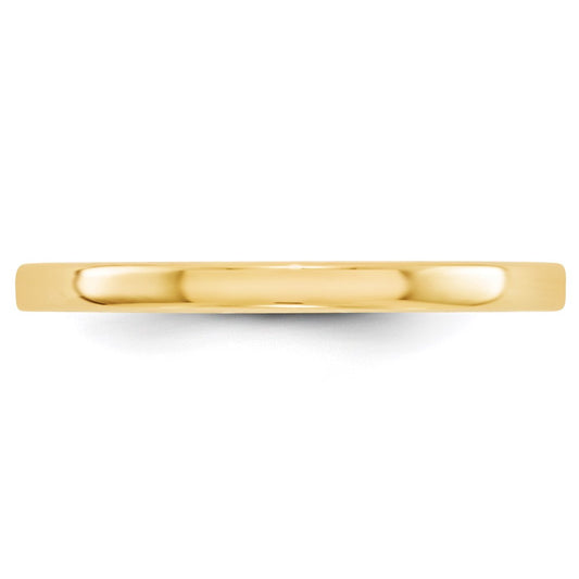 14k Yellow Gold 2mm Lightweight Flat Wedding Band