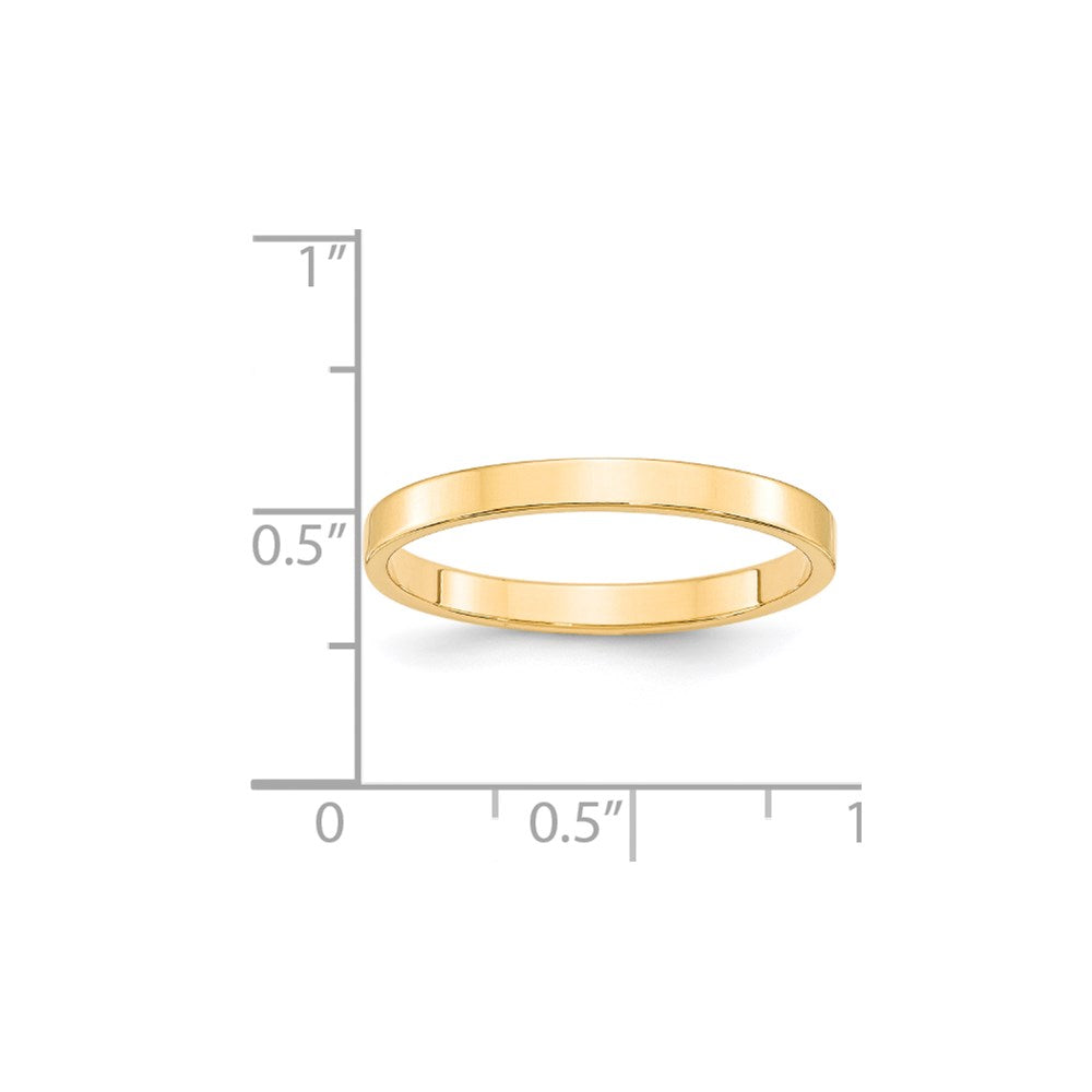 14k Yellow Gold 2.5mm Lightweight Flat Wedding Band