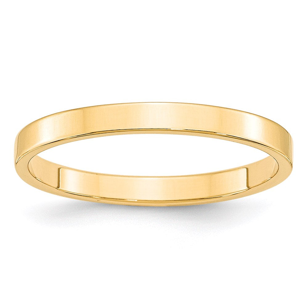 14k Yellow Gold 2.5mm Lightweight Flat Wedding Band 
