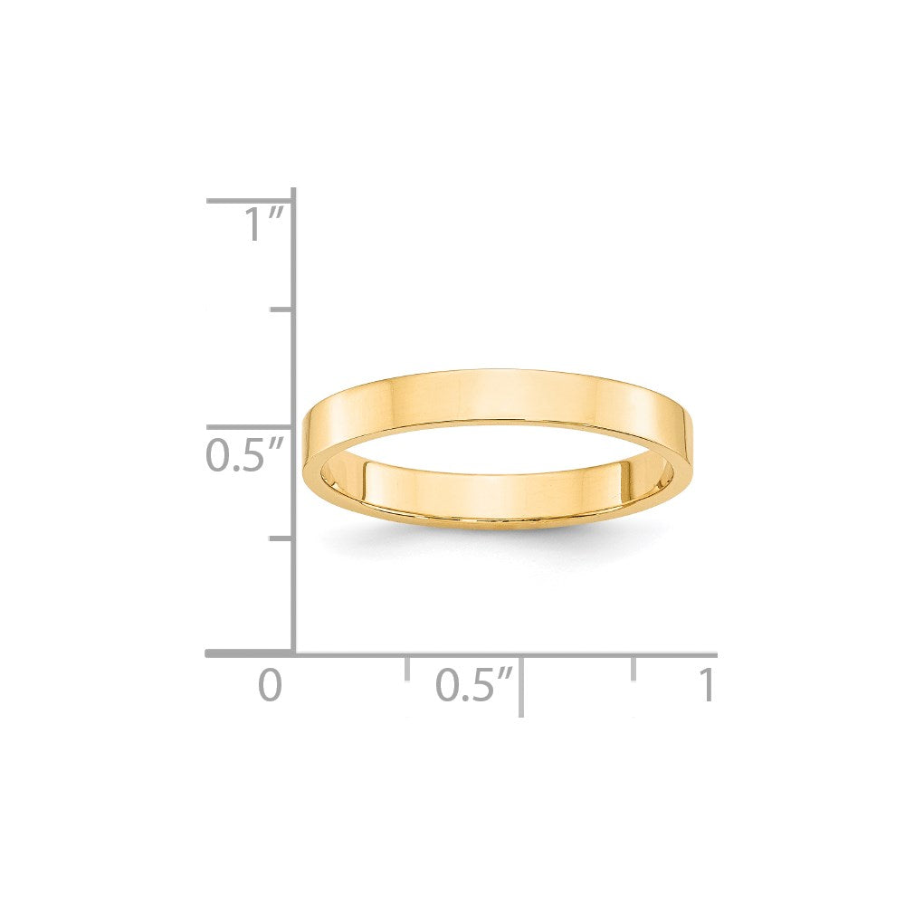14k Yellow Gold 3mm Lightweight Flat Wedding Band
