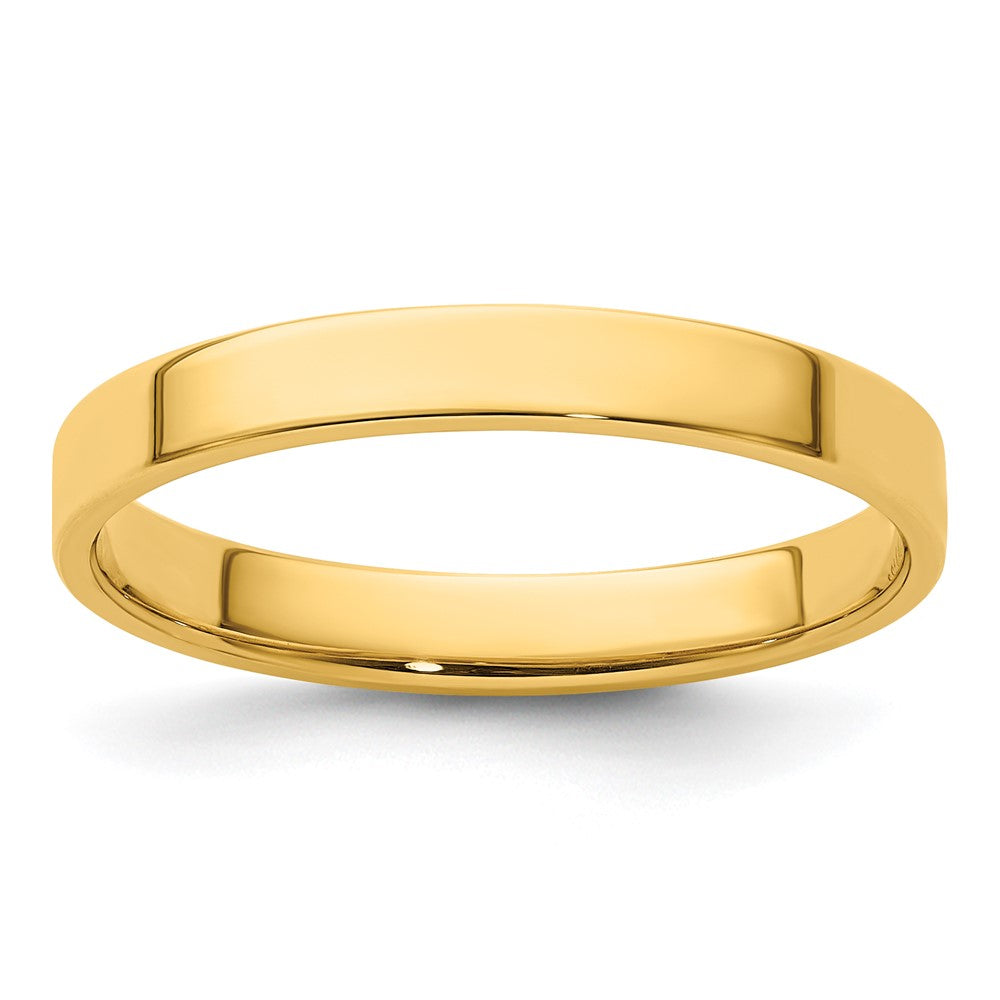 14k Yellow Gold 3mm Lightweight Flat Wedding Band 