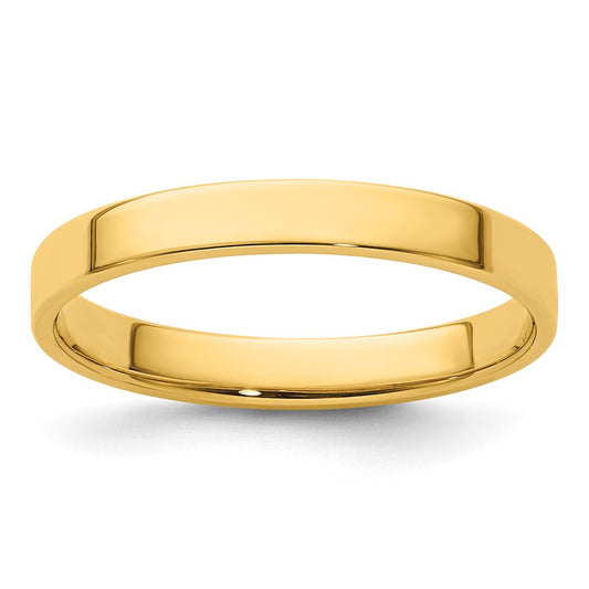 14k Yellow Gold 3mm Lightweight Flat Wedding Band 