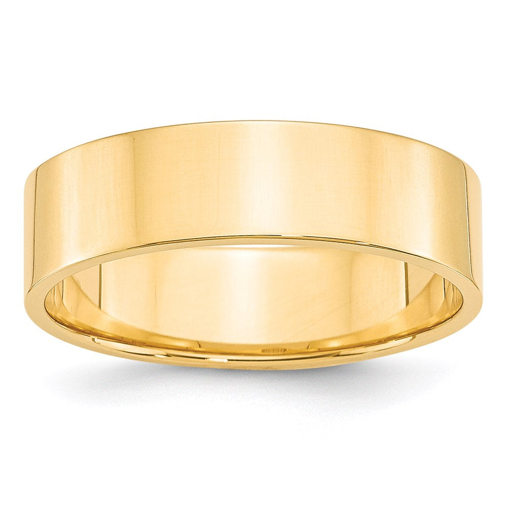 14k Yellow Gold 6mm Lightweight Flat Wedding Band 