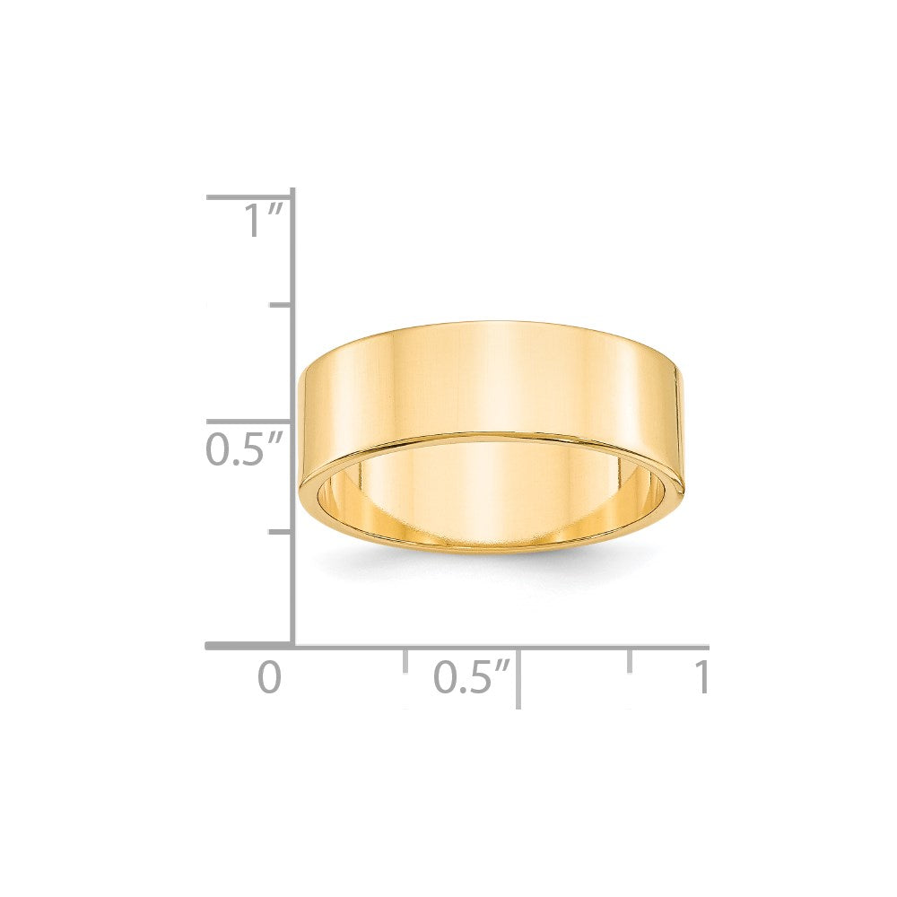 14k Yellow Gold 7mm Lightweight Flat Wedding Band