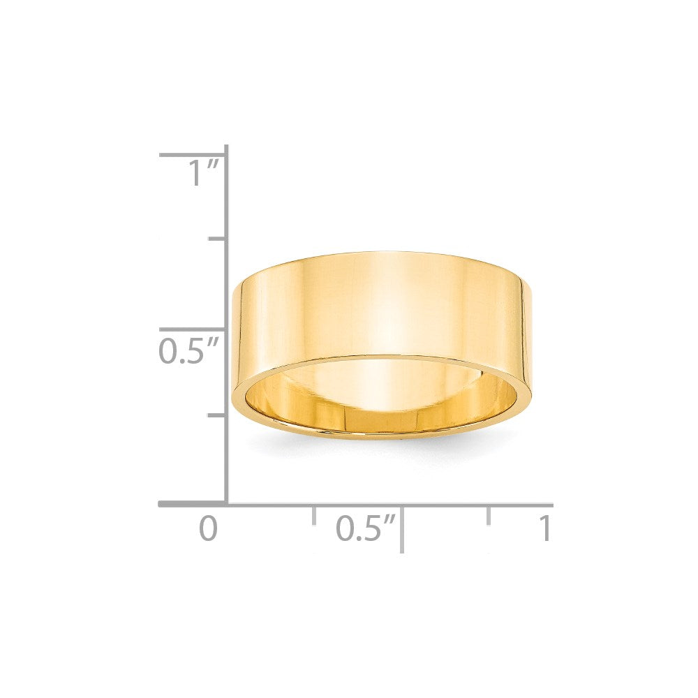 14k Yellow Gold 8mm Lightweight Flat Wedding Band