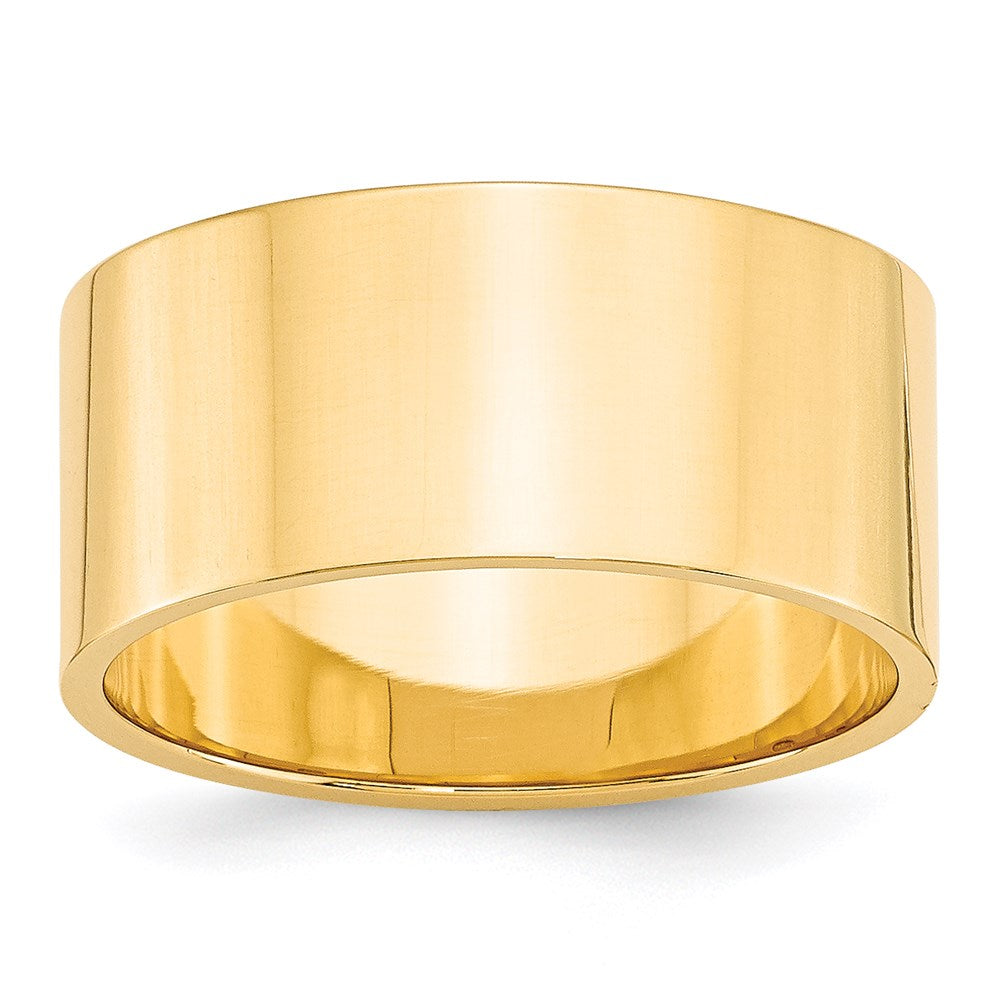 14k Yellow Gold 10mm Lightweight Flat Wedding Band 