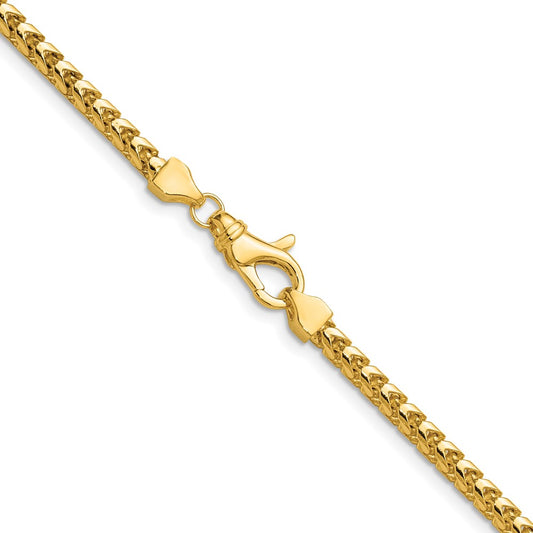 14K 3mm Franco with Fancy Lobster Clasp Chain