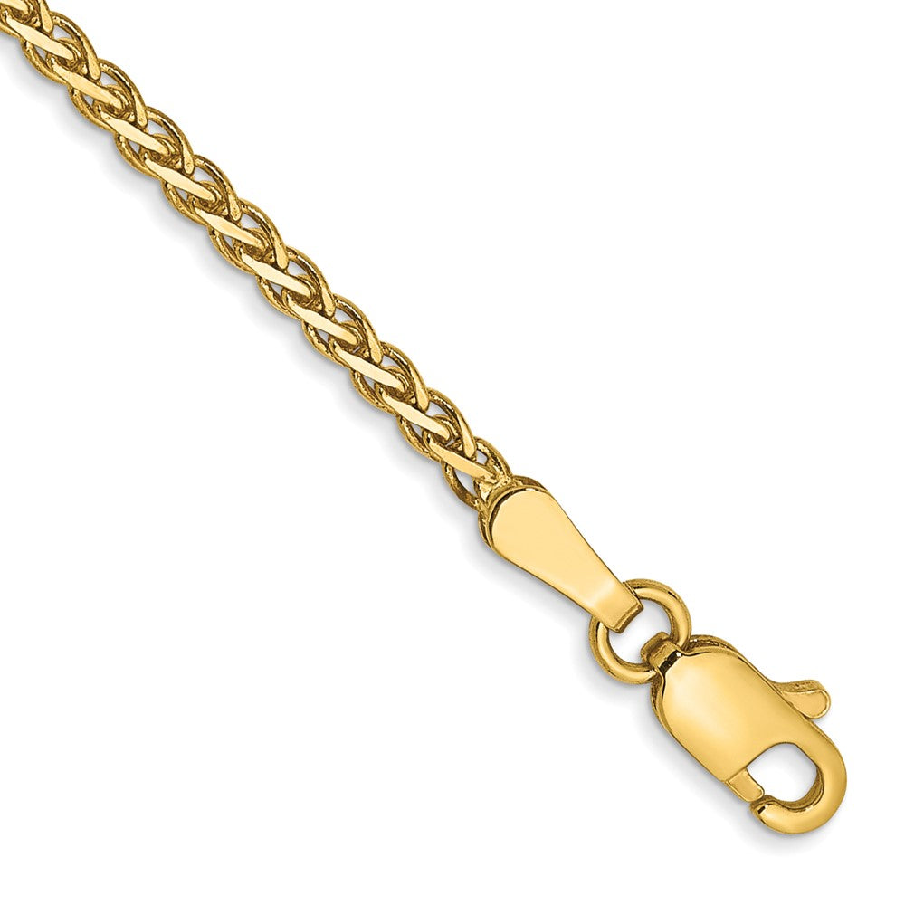 14K 1.9mm Flat Wheat with Lobster Clasp Bracelet