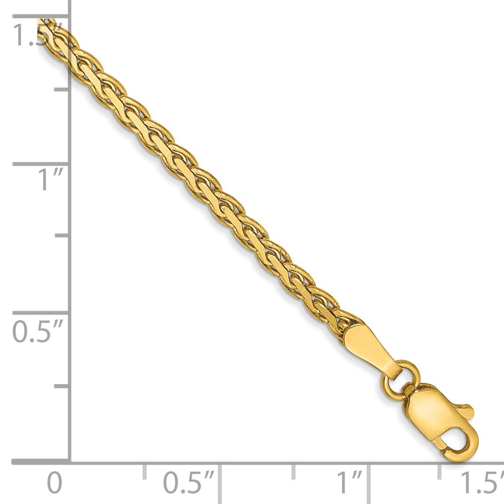 14K 2.4mm Flat Wheat with Lobster Clasp Bracelet