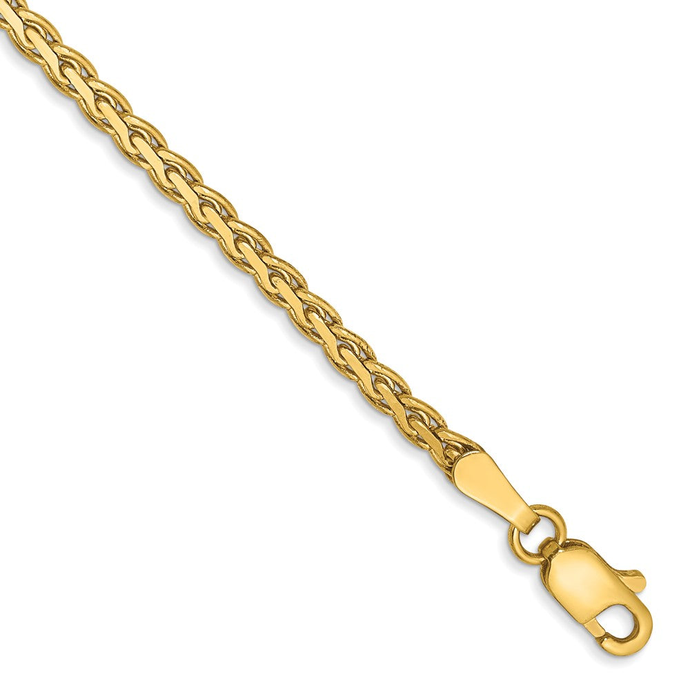 14K 2.4mm Flat Wheat with Lobster Clasp Bracelet