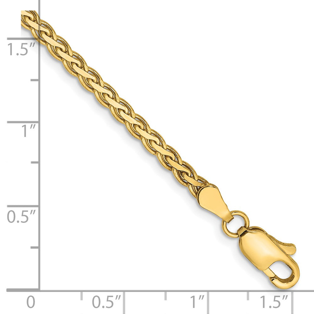 14K 2.8mm Flat Wheat with Lobster Clasp Bracelet