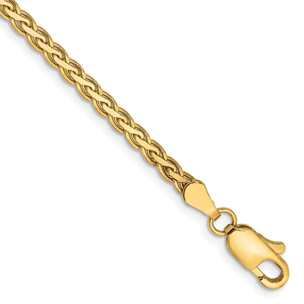 14K 2.8mm Flat Wheat with Lobster Clasp Bracelet