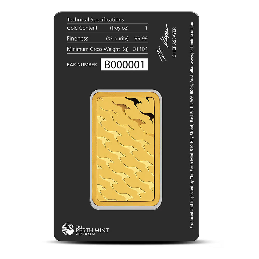 1 oz Perth Mint Gold Bar (New w/ Assay)