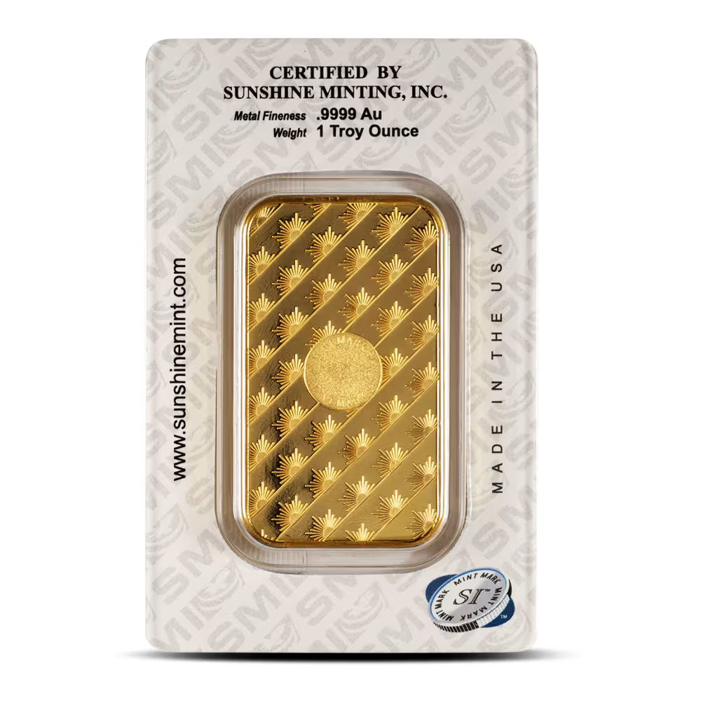 1 oz Sunshine Gold Bar (New w/ Assay, MintMark SI)