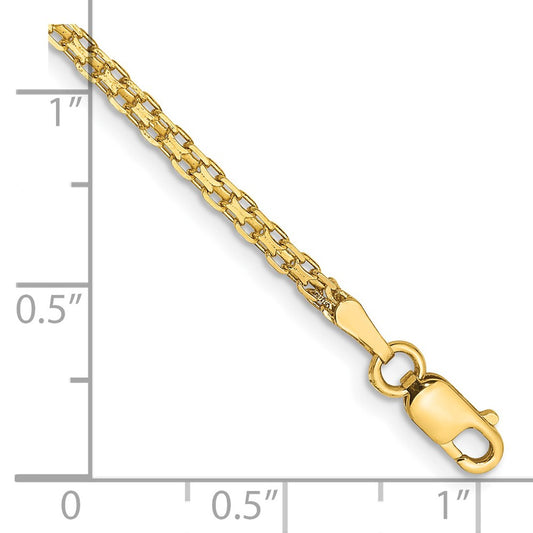 14K 1.8mm Lightweight Flat Bismark with Lobster Clasp Anklet