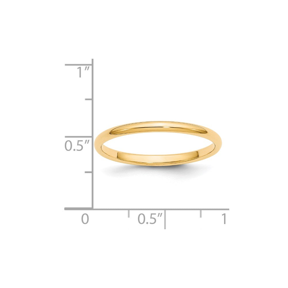 14k Yellow Gold 2mm Half Round Wedding Band