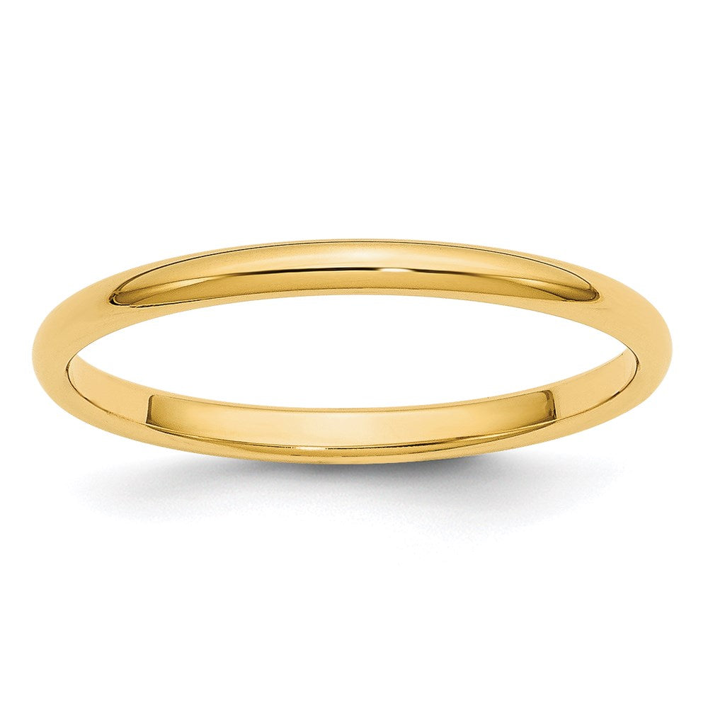 14k Yellow Gold 2mm Half Round Wedding Band 