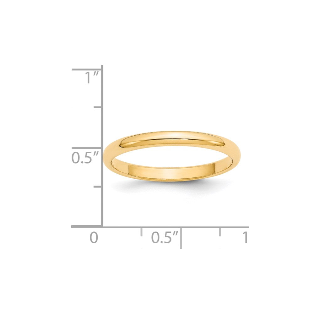 14k Yellow Gold 2.5mm Half Round Wedding Band